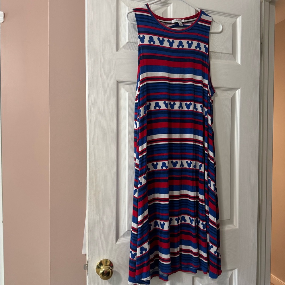 Disney Parks Red and Blue Striped Mickey Mouse Swing Dress